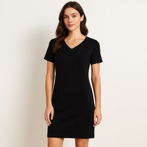 Peruvian Connection 100% Pima Cotton Black Knit Dress Size M Little Black Dress